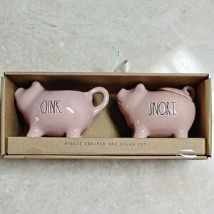 NIB - Rae Dunn Pink Piglets "Oink & Snort" 5oz. Creamer and Sugar Set